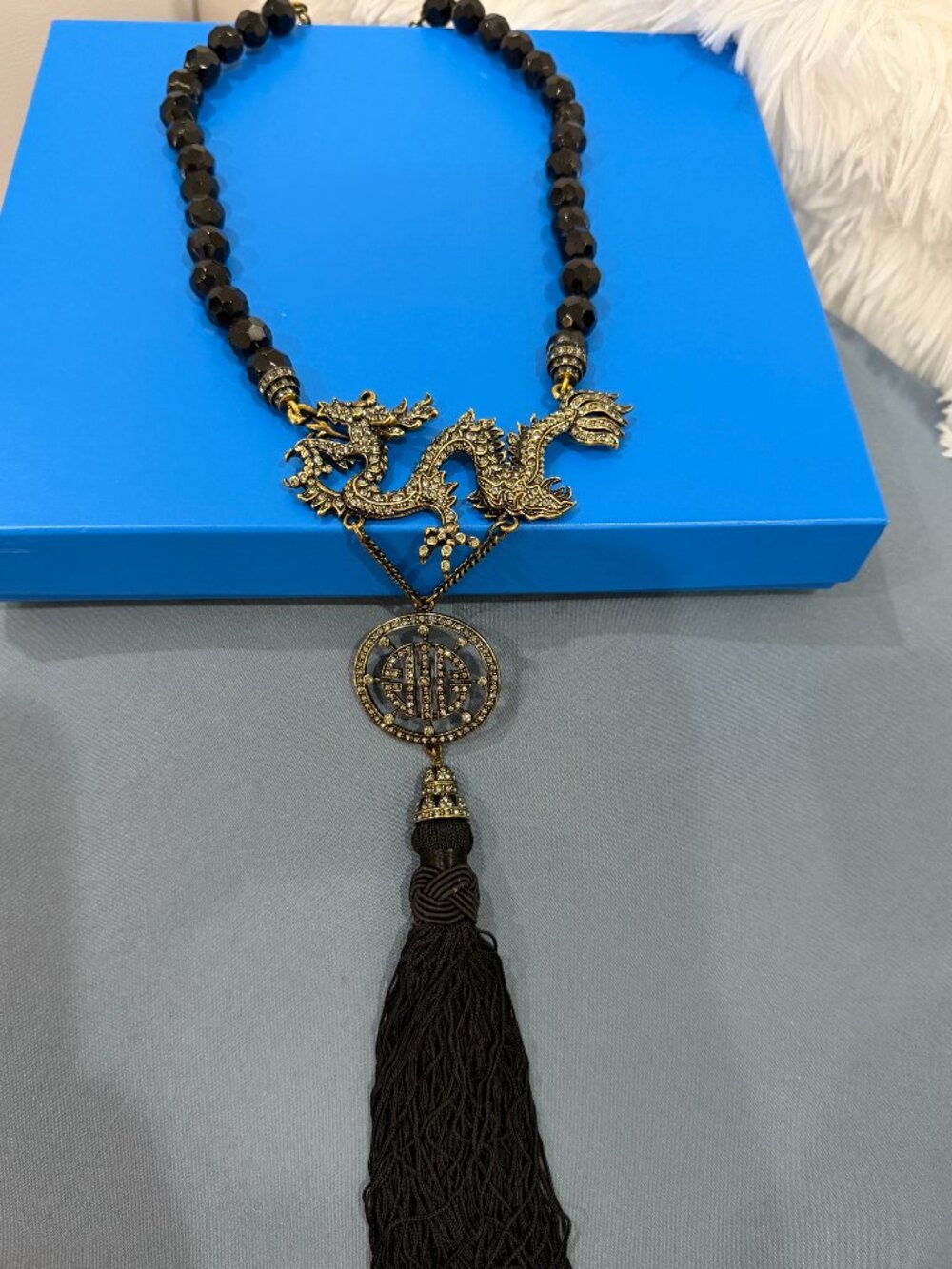 Heidi Daus Chinoiserie Dragon Tassel Necklace